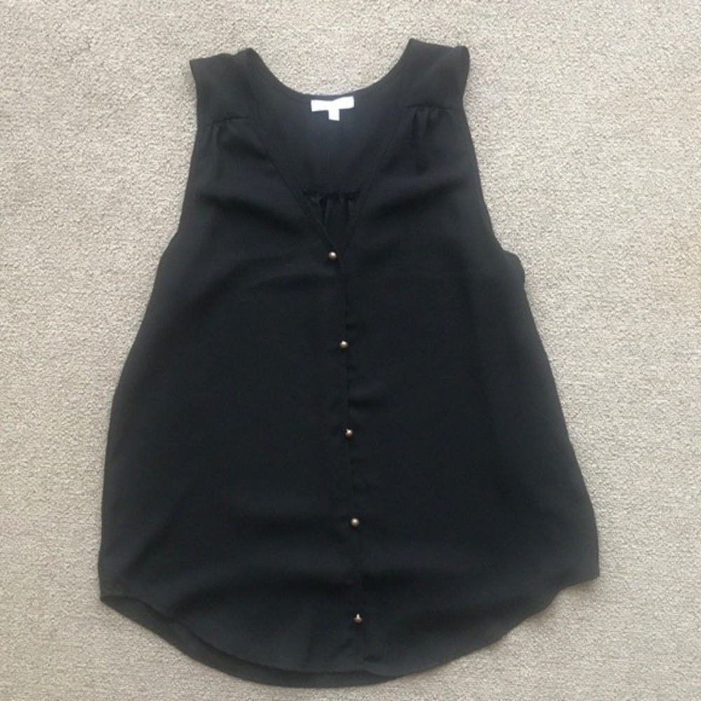 Sleeveless Black Button-Front Women's Top